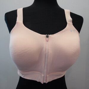 Under Armour Full Zip Sports bra Long Line with pads Women's Size 38D Pale Pink